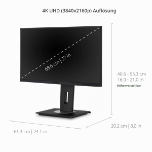 Monitor Viewsonic VG2756-4K 68,6 cm (27 inch) 4K UHD, IPS, USB-C, Negru - Img 5