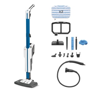 Mop cu aburi Polti Vaporetto SV620 Style, 1500 W, 15 accesorii, Albastru si Alb