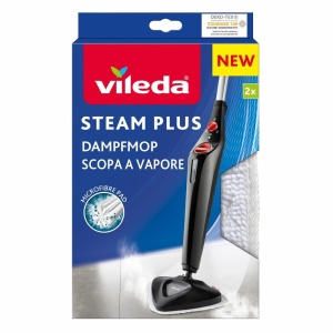 Mop cu aburi Vileda Steam Plus, Microfibra, 2 bucati, alb
