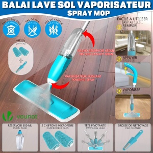Mop cu spray VOUNOT, 650ml rezervor, 2 in 1, albastru - Img 2