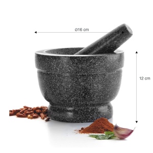 Mortar din granit Lacor 60516, 16x12cm, negru, robust si durabil - Img 2
