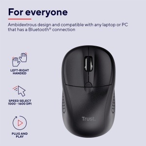 Mouse Bluetooth Trust Primo, 1000-1600 DPI, Compact, Negru - Img 3