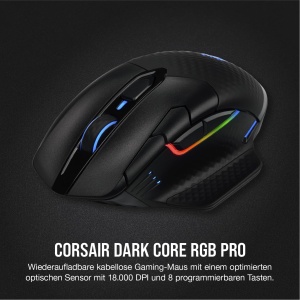Mouse de gaming Corsair Dark CORE RGB PRO Wireless, 18000 dpi, Negru - Img 3