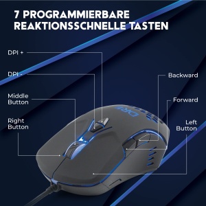 Mouse de gaming DR1TECH Guardian cu cablu - 7 butoane pentru pana la 3200 DPI - Design usor si durabil - Mouse de gaming ergonomic pentru PC/PS4/XBOX - Img 2