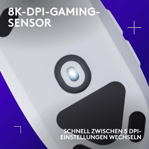 Mouse de gaming Logitech G203, 8000 DPI, RGB, Alb - Img 2