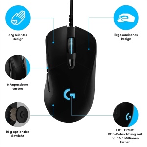 Mouse de gaming Logitech G403 HERO, senzor 25K DPI, LIGHTSYNC RGB, negru - Img 4