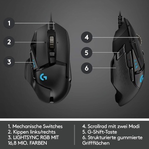 Mouse de gaming Logitech G502 HERO, 16000 DPI, RGB, 11 butoane, negru - Img 6