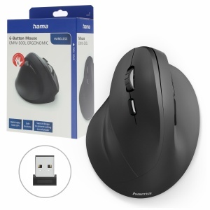 Mouse ergonomic Hama EMW-500L pentru stangaci wireless negru