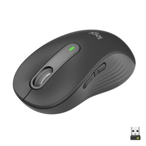 Mouse fara fir Logitech Signature M650 L - maini mari, clicuri silentioase, butoane laterale personalizabile, Bluetooth, compatibilitate cu mai multe dispozitive - Graphite