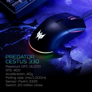 Mouse gaming Acer Predator Cestus 330 PixArt 3335 RGB 16000 DPI - Img 8