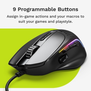 Mouse Gaming Glorious Model I 2 Wired 9 Butoane Programabile Ultrausor 66g Negru - Img 4