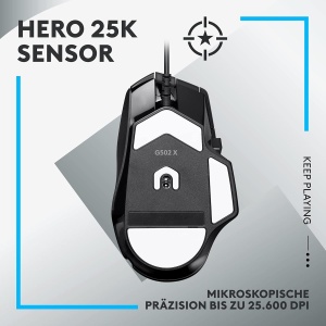 Mouse Gaming Logitech G502 X - LIGHTFORCE, senzor HERO 25K, cablu, negru - Img 4