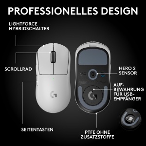 Mouse gaming wireless Logitech G PRO X Superlight 2 Alb 44000 DPI 60 g - Img 6