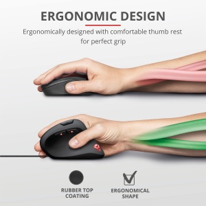 Mouse vertical pentru jocuri Trust Gaming GXT 144 Rexx, 10.000 DPI, 6 butoane programabile, iluminare LED RGB, design ergonomic Prevenirea bratului mouse-ului/cotului de tenis (sindromul RSI) - negru - Img 4
