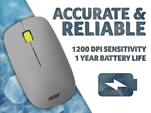 Mouse wireless Acer Vero AMR020, 1200 DPI, design ergonomic, gri - Img 3