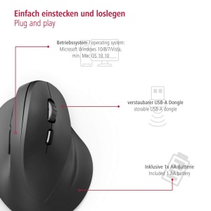 Mouse wireless ergonomic Hama EMW-500 design vertical negru - Img 9