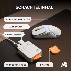 Mouse wireless gaming Glorious Model O3 sistem baterii InfinitePlay 30K DPI RGB alb - Img 8