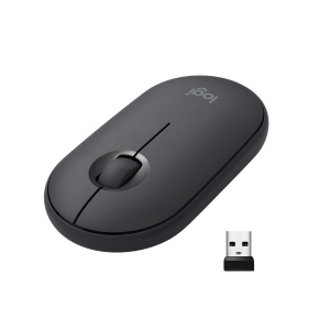 Mouse wireless Logitech M350 Pebble Graphite Bluetooth si USB autonomie 18 luni - Img 1