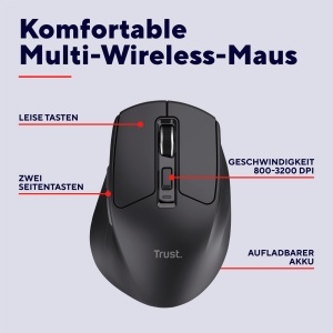 Mouse wireless Trust Niven Bluetooth 2.4GHz, negru, ergonomic, silentios - Img 2