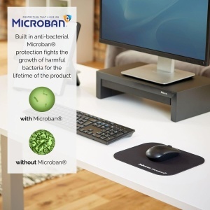 Mousepad Fellowes Microban 5934005 Argintiu Antibacterian Suprafata Antiderapanta - Img 2