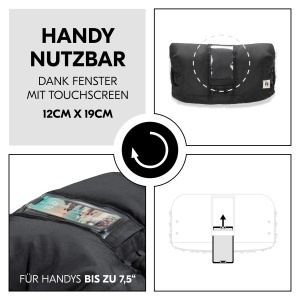 Muff pentru maini hauck, cu buzunar pentru telefon, fleece calduros, rezistent la apa, negru - Img 3