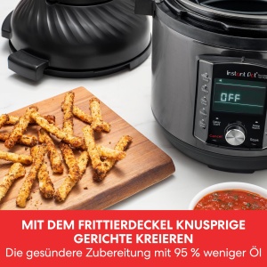 Multicooker electric Instant Pot Pro Crisp 11 in 1 - Oala sub presiune, friteuza, aragaz lent, abur, gratar, deshidratator si masina sous-vide - otel inoxidabil negru, 1500W, 7.6L, - Img 3