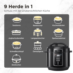 Multicooker Midea 9-in-1, 8L, Negru, 12 Vorestiri - Img 2