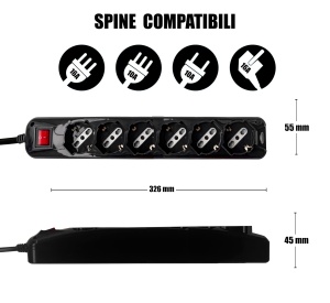 Multipriza V-TAC cu 6 priza, 1.5m cablu, culoare neagra - Img 4