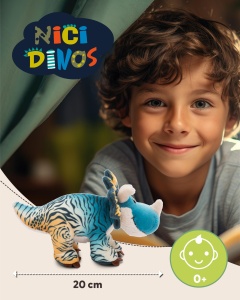 NICI Dino Cerastupsy 20cm Albastru Jucarie Plus Din Materiale Reciclate - Img 3