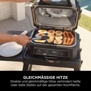 Ninja Woodfire Plancha XL, placa cu canelura plata neadeziva, accesoriu oficial, compatibil cu plita electrica de exterior OG850 / OG901, neagra, XSKOGXLGGCMEU, Schwarz, (XSKOGXLFPLTEU) - Img 4