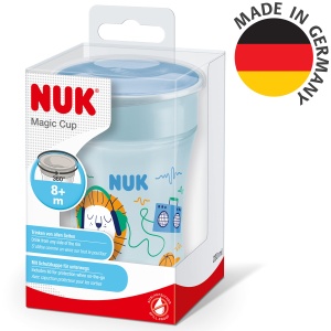 NUK Magic Cup Cupa pentru cursanti 8 luni 230 ml janta de baut la 360deg rezistenta la scurgeri fara BPA arici albastru - Img 7