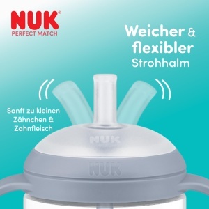 NUK Perfect Match Sticla cu Pai 260 ml Albastru 2 Bucati Antiscurgere - Img 4