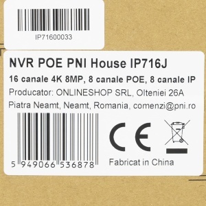 NVR PNI House IP716J, 16 Canale 4K 8MP, POE, Negru - Img 9