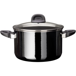 Oala cu capac Silit Modesto, 24cm, 6.4L, Silargan, negru
