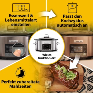 Oala cu slow cooking Crockpot CSC066X, 5.6 l, timer digital, inox - Img 5