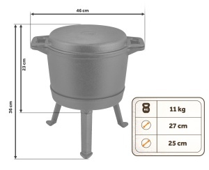 Oala de fonta Berdsen 8L - Negru, cu capac 2-in-1 si retete incluse - Img 3