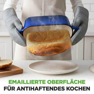 Oala din fonta NutriChef, ovala, 3.4L, cu capac, albastra - Img 5