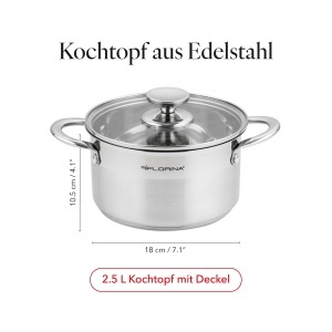 Oala din inox FLORINA Falcon 25L diametru 18 cm baza triplu stratificata ideala pentru toate tipurile de plite - Img 3
