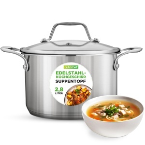 Oala din inox NutriChef 3L, inductie, cu capac din sticla, ergonomica