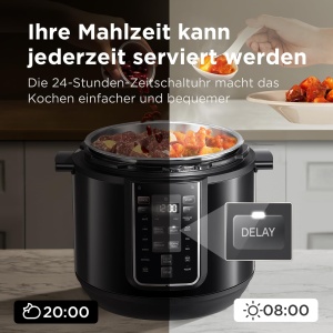 Oala electrica sub presiune Midea 9-in-1, 8L Multicooker 12 presetari instantanee, aparat de iaurt, aragaz de orez, aragaz lent, sous vide, abur, aragaz pentru paste, oala interioara din otel inoxidabil, negru - Img 5