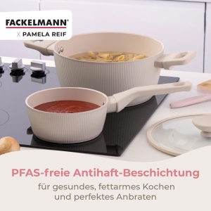 Oala Fackelmann x Pamela Reif 24 cm Pastel-Beige Aluminiu Reutilizat Compatibila cu Toate Tipurile de Aragaz - Img 7
