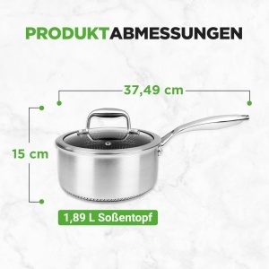 Oala inox Nutrichef 19cm, 2L cu capac din sticla, antiaderenta - Img 6