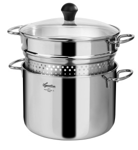 Oala Pastaiola Lagostina 1810 cu Capac de Sticla, 5 Litri, Argintie