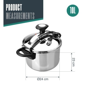 Oala sub presiune Lacor 71871 Classic 10 L, inox, cu maner din bakelit - Img 2
