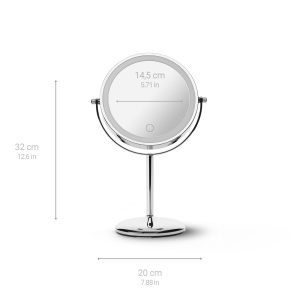 Oglinda cosmetica Medisana CM 844 cu marire, oglinda de masa cu iluminare, oglinda fara fir cu baterie, lumina LED continua si 2 suprafete de oglinda rotative fara si cu marire de 7x - Img 2
