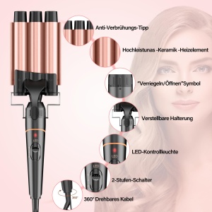 Ondulator cu 3 Tubi BESTOPE PRO, 5 in 1, Ceramica, Temperatura Reglabila - Img 4