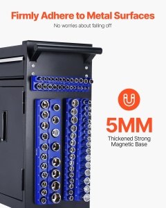Organizator chei tubulare VEVOR QJ7333-6pc set 6 piese compatibil SAE si metric baza magnetica - Img 3