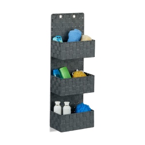 Organizator de perete Relaxdays, 3 cosuri, 75x25x15cm, gri