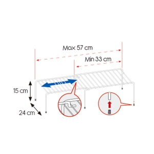 Organizator extensibil Metaltex Adapto Polytherm argintiu 24-57 cm - Img 5