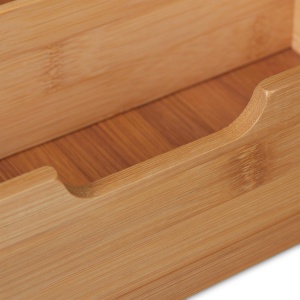 Organizer birou Relaxdays din bambus, 3 sertare, culoare natur - Img 7